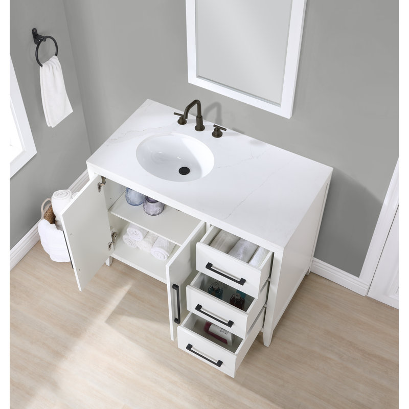 Wade Logan® Alsup 42'' Free-standing Single Bathroom Vanity with Quartz ...